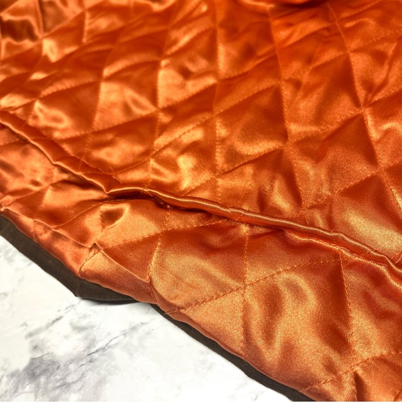 Women's London Fog Suede Jacket- Orange Quilted Lining. Size Medium - Picture 14 of 15